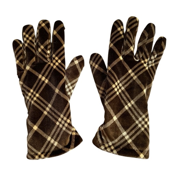 Cejon Brown and Cream Plaid Super Soft and Warm Gloves - Picture 1 of 7